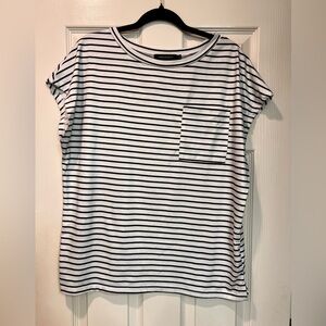 Merokeety Black and White Striped Blouse